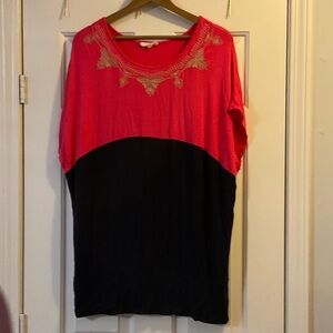 Chic Women's Red and Black Blouse